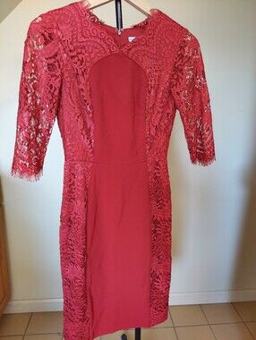 Antonio Melani Women’s  Dress Lace Sleeve Maroon/Dark Red Size-0